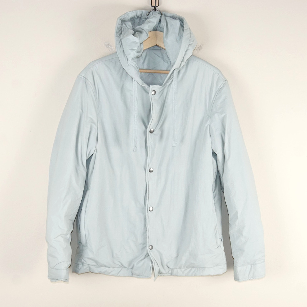 Zara Green Snap Button Hooded Puffer Jacket Mens Sz M